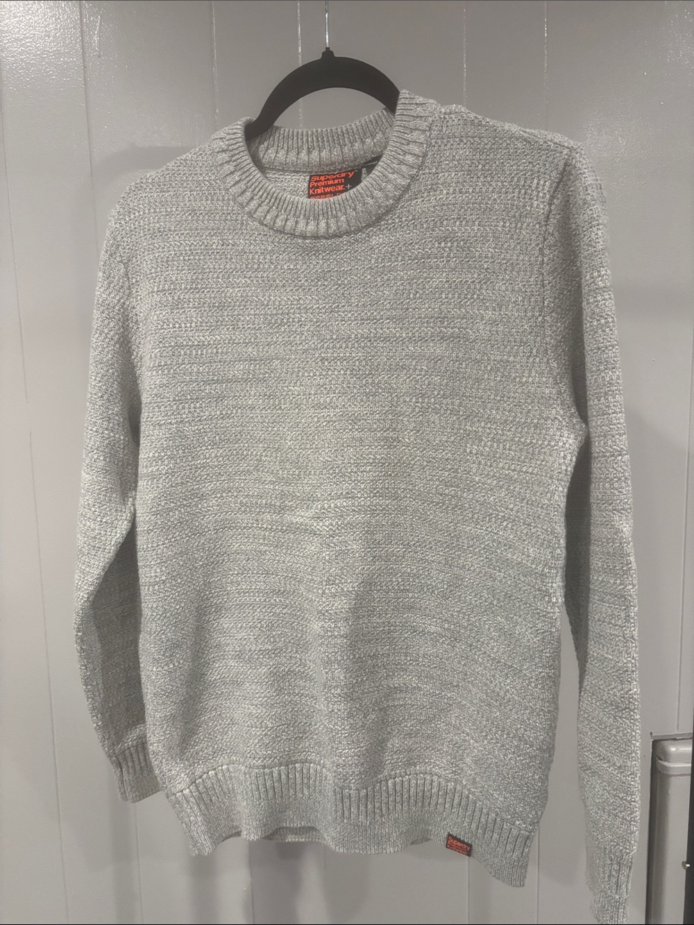 Superdry Men’s Light Grey Crewneck Knit Sweater Large